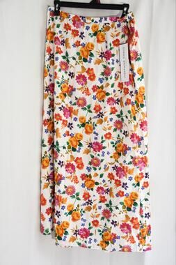 JOSEPHINE CHAUS Vintage 100% Silk Pink Floral A Line Skirt Size 14W READ